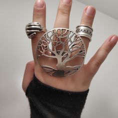 features: Tree of Life designed size: adjustable size: 5.5 cm / 5.5 cm style: Boho Hippie *Click the link to reach more fantrastic varieties of rings, earrings, necklaces, braceletc, anklets etc. https://www.etsy.com/uk/shop/SalihaDesigns?ref=shop_sugg *40% OFF on 3+ items. Use coupon CODE003 at the checkout. https://www.etsy.com/uk/shop/SalihaDesigns?coupon=CODE003 All photos on my page are original, not edited. *It is an eye catching ring. *It's a perfect gift for ring lover women and girls wh Rings Styling, Ornate Ring, Huge Rings, Women Jewellery, Silver Tree, Circle Ring, Statement Ring Silver, Large Ring, Gifts For Your Girlfriend