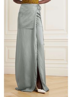 Chic Satin Maxi Skirt For Work, Satin Lined Workwear Maxi Skirt, Satin Lined Maxi Skirt For Work, Satin Maxi Skirt For Workwear, Satin Floor-length Skirt For Spring, Floor-length Satin Skirt For Spring, Spring Floor-length Satin Skirt, Satin Skirt For Workwear, Satin Long Skirt For Workwear