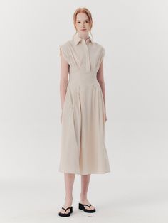 Editor's NotesThe new WED_French Collar Shirts Dress features a basic and natural sleeveless design with a soft light shirt fabric and feminine silhouette. The midi length dress will complete your daily casual style.- Minimal and natural mood- Bending detail on waist area- Soft and light fabricMeasurements(in.)S / M- Length: 50.39 in. / 50.79 in.- Bust: 35.43 in. / 37.01 in- Waistline: 27.65 in. / 29.13 in.- Shoulder length: 18.11 in. / 18.50 in.- Hem circumference: 99.21 in. / 100.79 in.* Model Beige Sleeveless Midi Dress For Work, Classic Sleeveless Shirt Dress For Daywear, Beige Classic Midi Dress For Daywear, Classic Sleeveless Shirt Dress For Work, Beige Sleeveless Dress For Spring Workwear, Beige Sleeveless Dress For Work In Spring, Neutral Shirt Dress For Summer Daywear, Summer Neutral Shirt Dress For Daywear, Neutral Shirt Dress For Summer Workwear