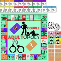 a board game with two dices on it and the words couple adult to poly