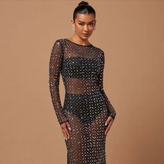 Black Mesh Sequin Dress Black Mini Mesh Dress For Party Season, Black Fitted Mesh Party Dress, Black Fitted Mesh Dress For Party, Black Long Sleeve Mesh Dress For Club, Black Long Sleeve Bodycon Dress For Dinner, Glamorous Fitted Black Mesh Dress, Black Long Sleeve Mesh Dress For Party, Black Bodycon Mesh Dress For Night Out, Chic Black Mesh Club Dress