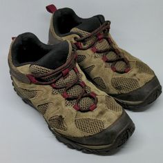 Women's Merrell Yokota 2 Low Hiking Shoes Brindle Size 8 J78638. Brown Outdoor Sneakers With Ortholite Insole, Brown Low-top Hiking Boots With Laces, Hiking Walking Shoes With Laces And Round Toe, Hiking Walking Shoes With Laces, Brown Slip-on Hiking Sneakers, Hiking Boots With Ortholite Insole And Round Toe, Casual Brown Hiking Boots For Sports, Brown Round Toe Hiking Boots For Sports, Brown Round Toe Hiking Sneakers