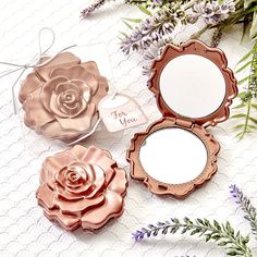 Dusty Rose Design Mirror Compact Party Favor Wedding, Sweet 16 Favors, Quinceanera Favors, Rose Mirror, Travel Makeup Mirror, Bridal Shower Party Favors, Design Mirror, Rose Blossom, Realistic Rose