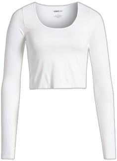 Fitted Seamless Crop Top, Solid Crop Top With Thumbholes, Elastane Stretch Crop Top With Scoop Neck, Stretch Elastane Crop Top With Scoop Neck, Stretch Elastane Scoop Neck Crop Top, Versatile Crop Top With Thumbholes, Solid Long Sleeve Seamless Crop Top, Solid Long Sleeve Crop Top With Seamless Construction, Casual Solid Crop Top With Thumbholes