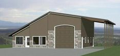 this is an artist's rendering of a two - car garage with attached carport