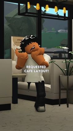 an animated image of a woman holding a teddy bear in her arms and the caption reads, requisited care layout