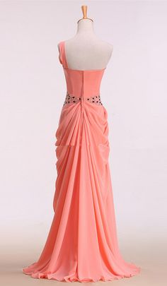 Coral One Shoulder Elegant Chiffon Formal Dress, Lovely Party Gowns 2019 on Luulla Pink Chiffon Dress For Prom Banquet, Pink Chiffon Dress For Banquet, Pink Chiffon Evening Dress With Sweep Train, Pink Chiffon Dress With Sweep Train, Chiffon Dress For Prom Season Banquet, Fitted Chiffon Gown With Sweep Train, Maxi Chiffon Dress For Prom Season Banquet, Maxi Length Chiffon Dress For Prom Season Banquet, Maxi Length Chiffon Dress For Prom Season