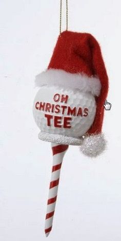 an ornament hanging from a christmas tree with a candy cane attached to it