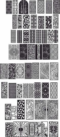 an array of black and white images with different patterns on the top, bottom and bottom