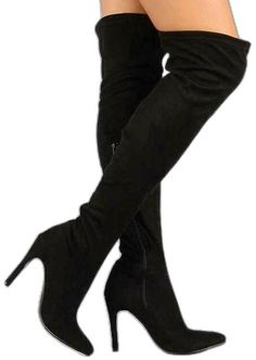 High Heeled Boots, Knee High Heels, High Heel Boots Knee, Pointed Toe Boots, Black Heel Boots, Black Knees, Toe Boots, High Heel Boots, Over The Knee