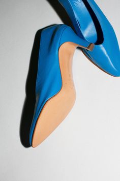 A low heeled pump in the softest unlined kid leather with an all day 2 1/2” wrapped heel. 100% leather, handmade in Argentina. Low Heel Pumps, Blue Party, Wrap Heels, Stacked Heel, Sale Design, Low Heels, Leather Handmade, Pumps Heels, Designer Shoes