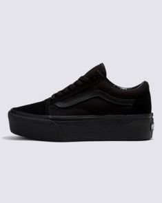 Bringing New Heights to Our Iconic Sidestripe ShoeNothing screams attitude like a killer pair of black platform shoes. The Vans Old Skool Stackform is the height of cool on the platform front, with double the sidewall height for maximum coverage. The suede and canvas uppers ensure durability, while the lace-up closure and supportive padded collars add layers of comfort on the practical side. These black platform shoes are all about the look, a cool-as-cool aesthetic that remains undefeated after all these years. Throw in Vans' iconic Sidestripe and signature rubber waffle outsoles, and you've got black platform shoes worth paying attention to, now and forever. Iconic Sidestripe™ shoe 34 mm platform height Sturdy leather and textile uppers Lace-up closure Supportive padded collars Signature Old Skool Stackform, Black Platform Shoes, Jane Clothing, Vans Logo, Shoe Wishlist, Black Shoe, Shoes Canvas, Cute Lazy Day Outfits, Platform Mary Janes