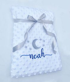 a white blanket with the name noah on it