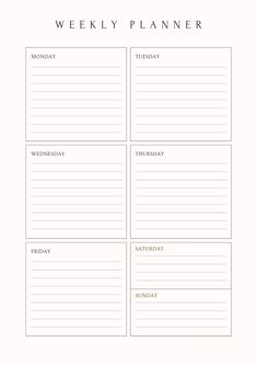 the weekly planner is shown in black and white, with two lines on each side