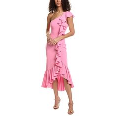 About The Brand: Modern, Feminine Apparel That Links Sophistication And Ease. Jovette Midi Dress In Flamingo With One-Shoulder Neckline, Ruffle Trim And Flounce Hem Approximately 52in From Shoulder To Hem Model Is 5'12 And Is Wearing A Size 4. Measurements May Vary Slightly By Size. Center Back Zipper With Hook-And-Eye Closure 69% Triacetate, 31% Polyester Lining: 100% Polyester Dry Clean Only Imported Spring Formal Flirty Midi Dress, Flirty Formal Midi Dress For Spring, Feminine Summer Cocktail Evening Dress, Spring One Shoulder Evening Dress For Gala, Spring One-shoulder Evening Dress For Gala, One-shoulder Evening Dress For Spring Gala, One Shoulder Evening Dress For Spring Gala, Feminine One-shoulder Evening Dress, Spring Fitted Evening Dress With Ruffles