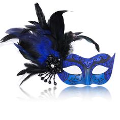 PRICES MAY VARY. Elegant Masquerade Mask Women: Black and blue feather masquerade mask looked exotic and the feathers held up really well. The light and nimble feathers will dance in the air with your steps Stereoscopic Sequins: To add a touch of sparkle, sequins scattered in the beautiful venetian pattern outlined.The glitter catches the light and adds an extra level of glamour to the masquerade masks Exquisite Flower Accessories:Rhinestone and bead-stitched flowers and tassels are designed wit