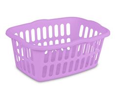 a purple plastic basket on a white background