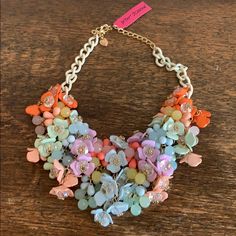 Nwt Flower Necklace Smoke Free Home Chic Multicolor Spring Jewelry, Multicolor Necklaces For Spring Party, Vintage Jewelry Repurposed, Accessory Inspo, Vintage Repurposed, Repurposed Jewelry, Macaroni Salad, Black Art Pictures, Floral Necklace