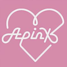 the word apink written in white on a pink background with a heart shaped outline