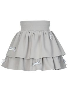 Step into timeless elegance with our High Waist Gray Bowknots Tiered Skirt with Undies. This exquisite piece features a flattering high-waist design that accentuates your silhouette, while the delicate bowknots add a touch of charm and femininity. The tiered layers create a graceful, flowing effect, perfect for twirling and making a statement. Complete with matching undies, it offers an all-in-one solution for a polished and cohesive look.  Garment Size   	 		 			Size 			S 			M 			L 		 		 			Ful Elegant Spring Skort With Gathered Skirt, Elegant Flared Skort With Gathered Details, Summer Mini Skirt With Bow Detail, Summer Mini Skirt With Bow, Flared Skirt With Bow Detail, Elegant Flared Mini Skirt With Elastic Waistband, Elegant Spring Mini Skirt With Bow, Elegant Tiered Skirt With Elastic Waistband, Summer Skirt With Bow Detail