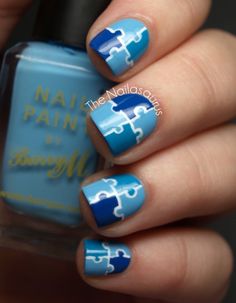 Autism Speaks nails! Pretty Fingernails, Uk Nails, Makeup Nails Designs, Alpha Xi, Alpha Xi Delta, July Nails, Get Nails, Pin Ideas, Cute Nail Art