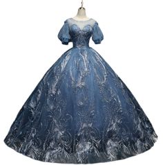 Fitted Floor-length Princess Dress For Quinceanera, Fitted Blue Quinceanera Dress For Banquet, Fitted Tulle Princess Dress For Banquet, Fitted Princess Dress For Wedding And Prom, Lace Ball Gown With Fitted Bodice For Banquet, Fitted Ball Gown For Quinceanera, Fitted Ball Gown Dress For Quinceanera, Fitted Lace Dresses For Quinceanera, Fitted Ball Gown Princess Dress For Evening