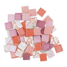 pink and orange mosaic tiles on white background