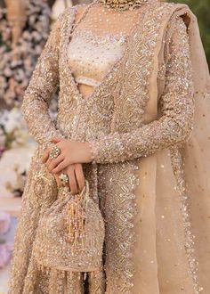 Pakistani Bridal Outfit in Pishwas Frock Lehenga Style is an embellished masterpiece in premium quality fabric. This Pishwas Dress is available Online. Pishwas Pakistani, Bridal Pishwas, Ali Ansari, Pakistani Lehenga, Pakistani Bridal Dress, Lehenga Style, Bridal Outfit, Organza Dupatta, Pakistani Bridal