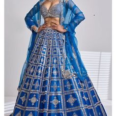 Absolutely Stunning Electric Blue Raw Silk Lehenga With Mirror Work Embroidery And Organza Dupatta. Perfect For A Sangeet Or Wedding. Worn Once And Sold Out On Pernias Pop Up Size 36 With Margin On Blouse. 3pc Total Designer Blue Silk Sharara, Blue Silk Set For Navratri, Elegant Blue Anarkali Set With Cutdana, Blue Cutdana Designer Wear Sets, Blue Sharara For Navratri Reception, Blue Silk Anarkali Set With Pallu, Blue Cutdana Sharara For Party, Blue Sharara With Traditional Drape For Reception, Blue Silk Embellished Lehenga