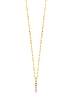 A dainty initial pendant alight in pavé diamonds makes this handcrafted necklace of 18-karat gold a lovely personalized piece for any occasion. 16" length; 2" extender; 1/8"W x 1/8"L pendant Total diamond weight: 0.04ct. Color: G Clarity: VS 18k gold/diamond Imported >Diamond Guide Elegant Diamond Initial Necklace With Cable Chain, Yellow Gold Pendant Initial Necklace With Diamond Accents, Luxury Initial Pendant Necklace With Delicate Chain, Dainty Yellow Gold Initial Necklace With Diamond Accents, Elegant Pendant Initial Necklace With Cable Chain, Elegant Yellow Gold Initial Necklace With Cable Chain, Formal Diamond Necklace With Initial Pendant, Yellow Gold Diamond Initial Pendant Necklace, Dainty Diamond Initial Necklace In Yellow Gold