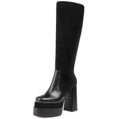 Heel Type: Square heelBoot Type: Modern BootsFashion Element: PlatformPattern Type: GeometricToe Shape: Square ToeItem Type: BootsHeel Height: Super High (8cm-up)With Platforms: YesPlatform Height: 5-7cmClosure Type: ZIP Wide Calf Platform Knee-high Boots For Fall, Fall Platform High Shaft Heeled Boots, Fall Platform Heeled Boots With High Shaft, Winter High Shaft Platform Boots, Trendy High Shaft Leather Boots, Chic High Shaft Platform Boots, Tall Knee-high Platform Heeled Boots, Chic Fitted High Shaft Platform Boots, Knee-high Platform Heeled Boots