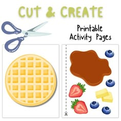 cut and create printable activity for kids to learn how to make waffles