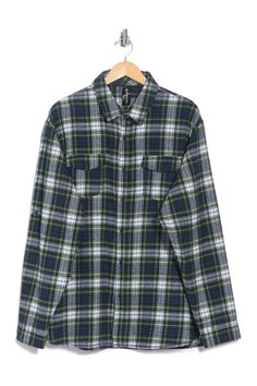 A classic plaid flannel shirt delivers rustic style and easy-wear comfort.Fit: this style fits true to size. Regular fit. Point collar. Single barrel square cuffs. Front placket. Chest flap pockets with button closures. Plaid print. Flannel construction. Curved hem. Approx. 29" length (size M). ImportedThis item cannot be shipped to Canada. Casual Yarn-dyed Flannel Shirt For Fall, Casual Plaid Yarn-dyed Flannel Shirt, Plaid Relaxed Fit Yarn-dyed Shirt, Plaid Yarn-dyed Shirt Relaxed Fit, Plaid Yarn-dyed Relaxed Fit Shirt, Plaid Yarn-dyed Shirt With Relaxed Fit, Winter Plaid Cotton Flannel Shirt, Casual Yarn-dyed Button-up Flannel Shirt, Casual Yarn-dyed Long Sleeve Flannel Shirt