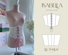 the sewing pattern for this corset is available in sizes ranging from small to large