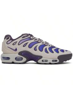 Nike 
Purple & Gray Air Max Plus Drift Sneakers 
Low-top lightweight mesh sneakers in purple and gray 
. Rubberized trim and gradient effect throughout 
. Lace-up closure 
. Rubberized logo patch at padded tongue 
. Swoosh embossed at sides 
. Tuned Air technology at footbed 
. Mesh lining 
. Air Sole unit at foam rubber midsole 
. Treaded rubber sole 
Please note that this item may be shipped only within North America. 
Supplier color: Light iron ore/Concord 
Upper: textile, rubber. Sole: rubbe Casual Athletic Shoes, Nike Air Jordan Shoes, Athletic Shoes Nike, Iron Ore, Mesh Sneakers, Nike Purple, Casual Athletic, Air Max Plus, Air Jordan Shoes