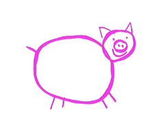 a drawing of a pig on a white background