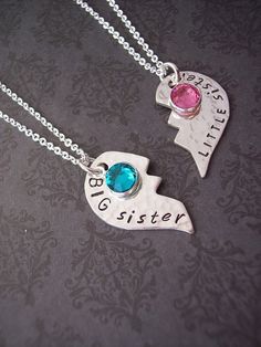 Custom BIG sister and  LITTLE Sister or Best by SayAnythingJewelry, $80.00 Sister Jewelry Two, Sister Necklace For 2, Nickel-free Double Heart Sterling Silver Necklace, Silver Adjustable Necklace For Best Friend Gift, Sterling Silver Double Heart Engraved Charm Necklace, Nickel-free Double Heart Sterling Silver Charm Necklace, Adjustable Double Heart Sterling Silver Necklace, Nickel-free Sterling Silver Double Heart Charm Necklace, Adjustable Sterling Silver Double Heart Necklace