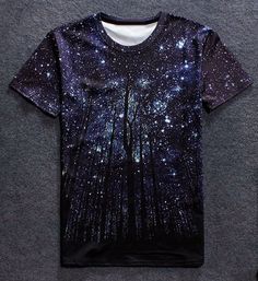 Creative Galaxy, Hip Hop Tshirt, Galaxy Shirt, Galaxy T Shirt, Cheap Mens Fashion, Sky Tree, T Shirt Painting, Men Sport, Galaxy Print