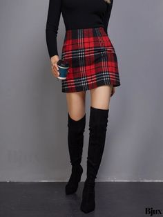 Bjux - Crafted with versatile styling options for Spring and Fall, the Plaid Print High Waist Skirt is a slim fit womens garment designed to elevate any wardrobe. Red Non-stretch Mini Skirt, Non-stretch Red Mini Skirt, Fitted Winter Skirt, Casual Red Fitted Skirt, High Waist Fitted Winter Skirt, Casual Plaid Mini Skirt For Winter, Casual Fitted Plaid Mini Skirt, Casual Fitted Plaid Skirt, Casual Fitted Plaid Skort