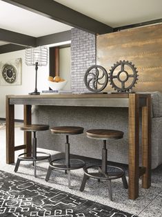 Torjin Gray-Brown Counter Height Set - Luna Furniture Bar Table Behind Couch, Home Bar Table, Sofa Bar, Table Behind Couch, High Top Tables, Behind Couch, Bar Table Sets, Pub Table Sets, Counter Height Dining Table