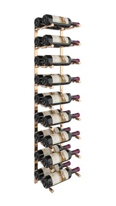 a wine rack with many bottles of wine in the bottom row and two rows on each side