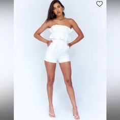 White Strapless Romper. Gauze Like Material Brand New With Tags! White Summer Mini Jumpsuits And Rompers, White Mini Length Summer Jumpsuit, White Casual Strapless Jumpsuit For Party, White Mini Jumpsuits And Rompers For Summer, White Mini Length Jumpsuits And Rompers For Summer, Summer Short Jumpsuits And Rompers For Day Out, Summer Short-length Jumpsuits And Rompers For Day Out, White Mini Length Jumpsuits For Summer, Summer Short Length Jumpsuits And Rompers