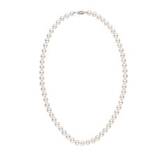 This 18-inch, white pearl necklace is composed of 6.5-7.0 mm freshwater pearls. The strand is composed of the highest quality freshwater pearls available. The shape is perfect and the pearls exhibit a sharp luster and clean surfaces. These round (AAA) pearls are individually knotted on twin silk and finished with a 14-karat gold clasp. Have you ever examined a strand of freshwater pearls in a jewelry or department store? If yes, you probably saw that the pearls were shaped like potatoes, didn't Classic Pearl White Necklace With Pearl Charm, Classic Single Strand Pearl Necklace With Round Beads, Classic Pearl White Necklace With Pearl Chain, Classic Akoya Pearl Necklace, Classic Single Strand Pearl Necklace, Classic Single Strand Round Pearl Necklace, Classic Single Strand Pearl Necklace For Formal Occasions, Classic Pearl White Necklace With Pearl Drop, Classic Pearl Necklace With Round Pearl Drop