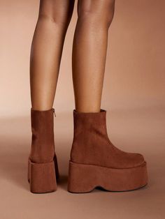 Women's Fashion Solid Color Suede Waterproof Platform Ankle Boots, Thick-Soled, Autumn/Winter For Christmas And New Year Holiday Camel         Women Shoes, size features are:Bust: ,Length: ,Sleeve Length: Boots Thick, Boots Women Fashion, Platform Ankle Boots, Womens Boots Ankle, Over The Knee Boots, Fashion Boots, Knee Boots, Women Clothes Sale, All Fashion