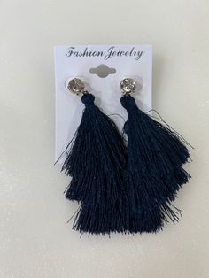 Copy of Tassel Dangle Earring - Salmon Pink | Swank Boutique Elegant Blue Fringe Jewelry, Elegant Blue Fringe Earrings, Trendy Blue Tassel Drop Earrings, Blue Fringe Earrings For Party, Blue Fringe Tassel Earrings For Party, Trendy Blue Tassel Earrings With Fringe, Trendy Blue Fringe Earrings, Chic Evening Earrings With Tassels, Elegant Blue Tassel Earrings