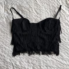 In Basically Brand New Condition! Super Cute! Just Not My Cup Size :( Fitted Cropped Camisole For Parties, Cropped Corset For Summer Evenings, Party Cropped Camisole With Built-in Bra, Chic Underwire Camisole For Party, Party Crop Top Camisole With Straps, Victoria's Secret Party Top With Built-in Bra, Victoria's Secret Tops With Built-in Bra For Party, Party Cropped Camisole With Straps, Black Cami Corset For Party