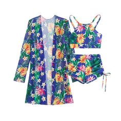 A fancy outfit makes your time at the beach and pool extra special with its elegant style and luxury vibes. Three-piece set: Top, Shorts, Cardigan Colors: Pink, Blue, Purple, Green, Red Floral Print Sizes: S to XL Lining: Polyester Fiber Fabric: Polyester, Elastane High elasticity With chest pad Age: Adult Gender: Female Brand Name: NoEnName_Null Product ID: CJYJ198745501 Note: All sizes are smaller than regular European and American sizes. Choose the larger size if your size is between two size Multicolor Tropical Print Vacation Set, Casual Open Front Swimwear For Beach Party, Open Front Swimwear For Beach Party, Open Front Swimwear For Pool Vacation, Two-piece Beachwear Set For Beach Party, Chic Blue Swimwear For Summer, Summer Pool Cover-up With Open Front, Beachy Open Front Swimwear, Tropical Multicolor Sets For Vacation