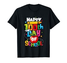 happy 100th day of school t - shirt with an apple and stars on the front