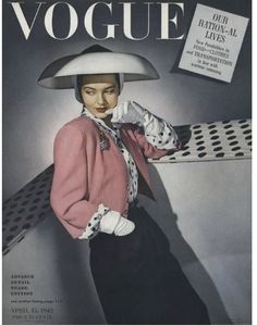 an old fashion magazine cover with a woman wearing a hat