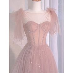 a Pink Prom Dress Flowy, Pink Floor-length Gown For Banquet, Pink Floor-length Banquet Gown, Pink Princess Tulle Evening Dress, Pink Princess Gown For Banquet, Pink Tulle Ball Gown For Prom, Pink Ball Gown For Banquet, Pink Tulle Gown For Prom, Pink Tulle Gown For Prom Season